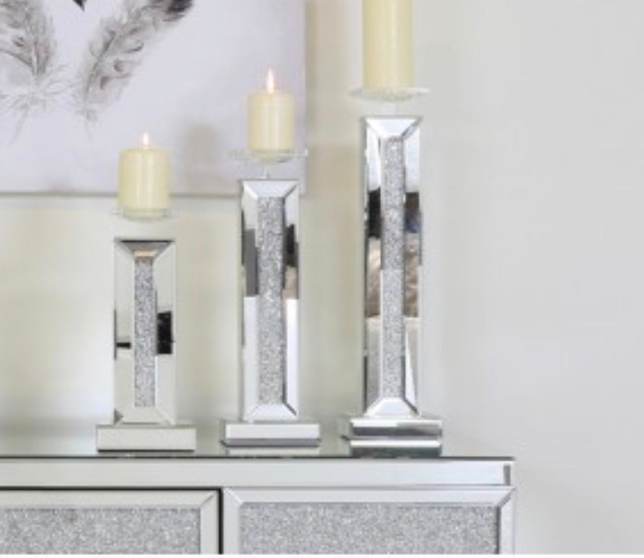 Milano crushed diamonte candle stick large INSTORE purchase only