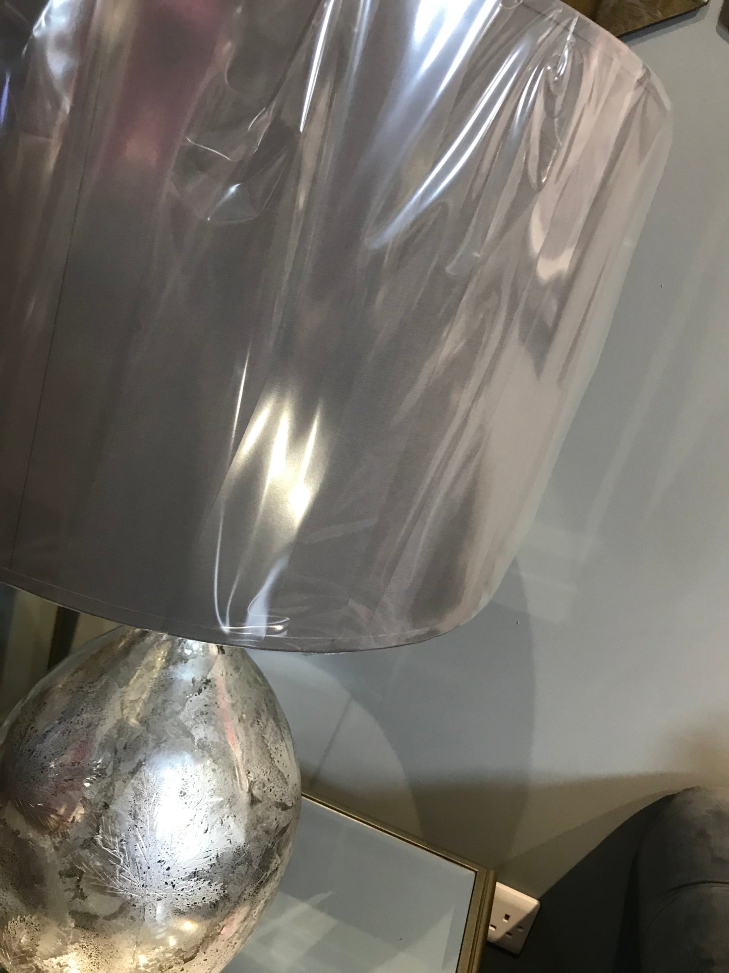 Etched Leaf Silver Table Lamp LIGHTING SALE