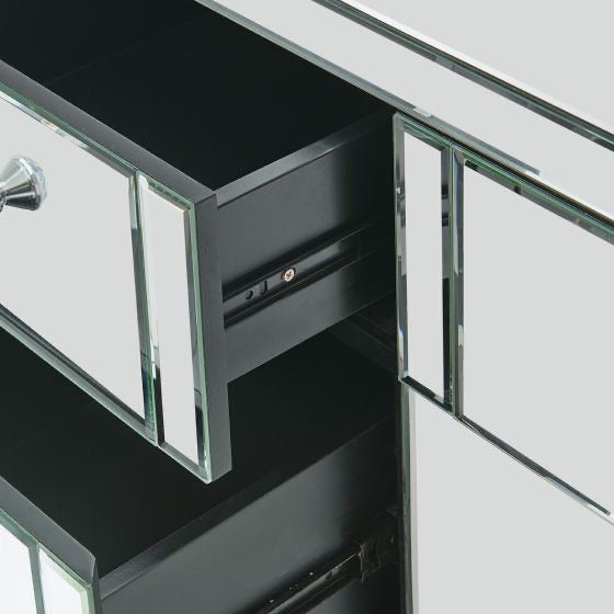 Rachel Hollywood 7 drawer glass mirrored dressing table on massive clearance offer View in store prior to purchase