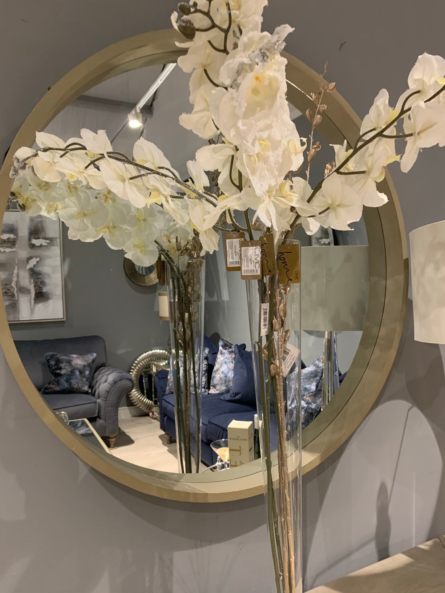 Eurika round wood mirror in NATURAL colour damaged collect only