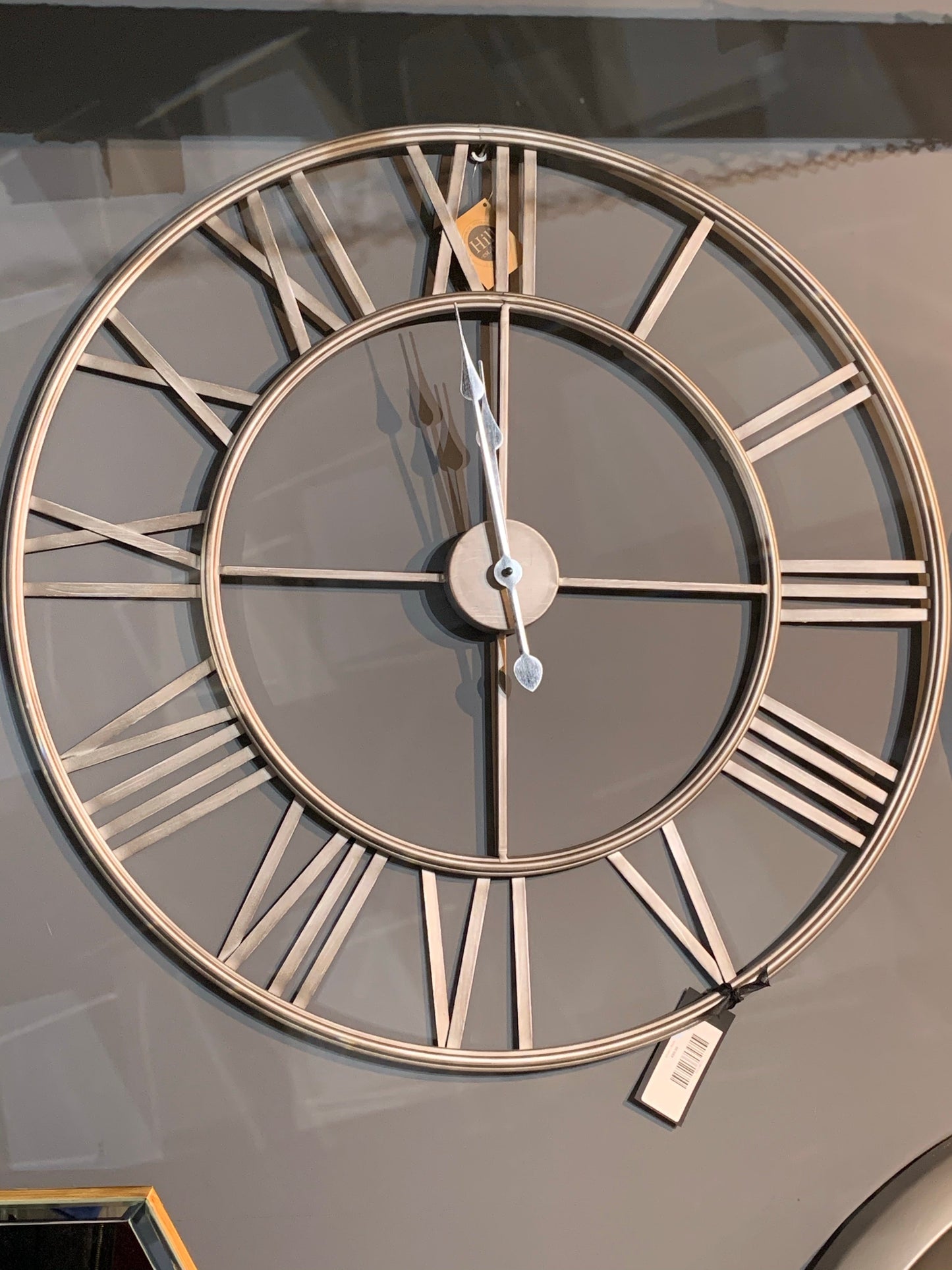 Silver Skeleton Clock 80cm Silver