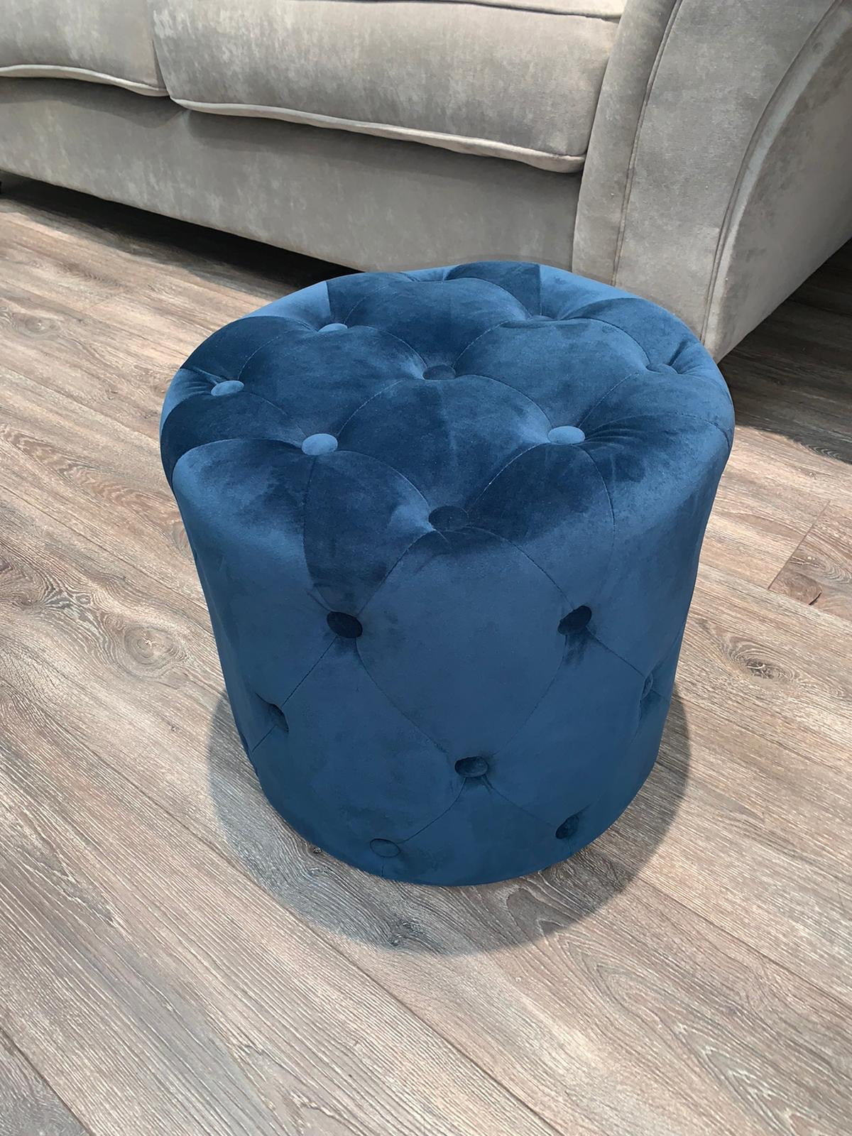 Chesterfield small footstool navy click n collect
