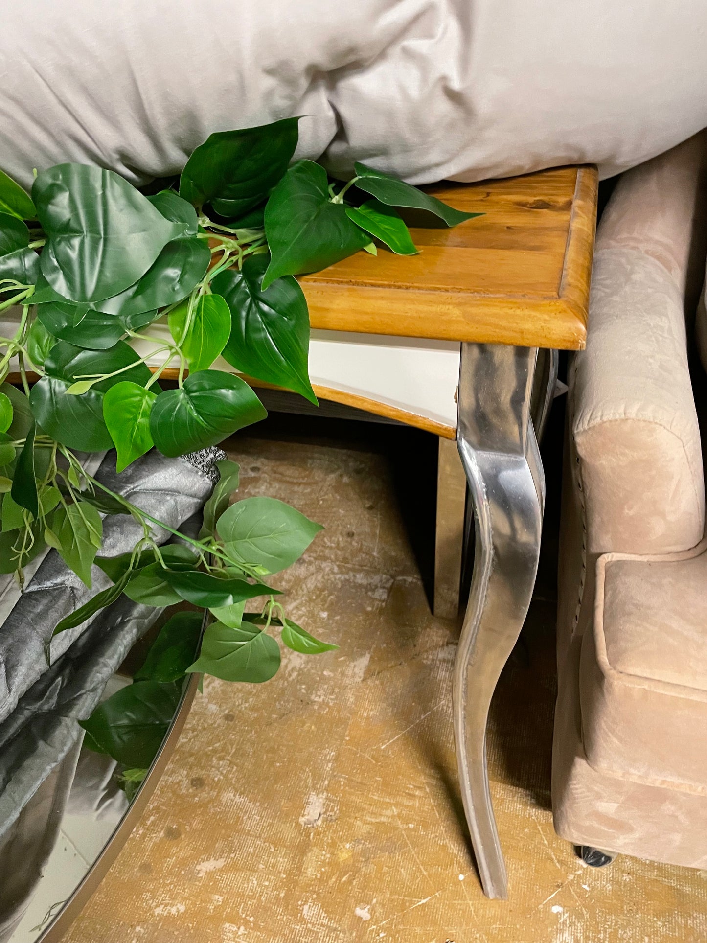 Abbie Oak and aluminium Console Table with Curved Legs was €400 view Instore