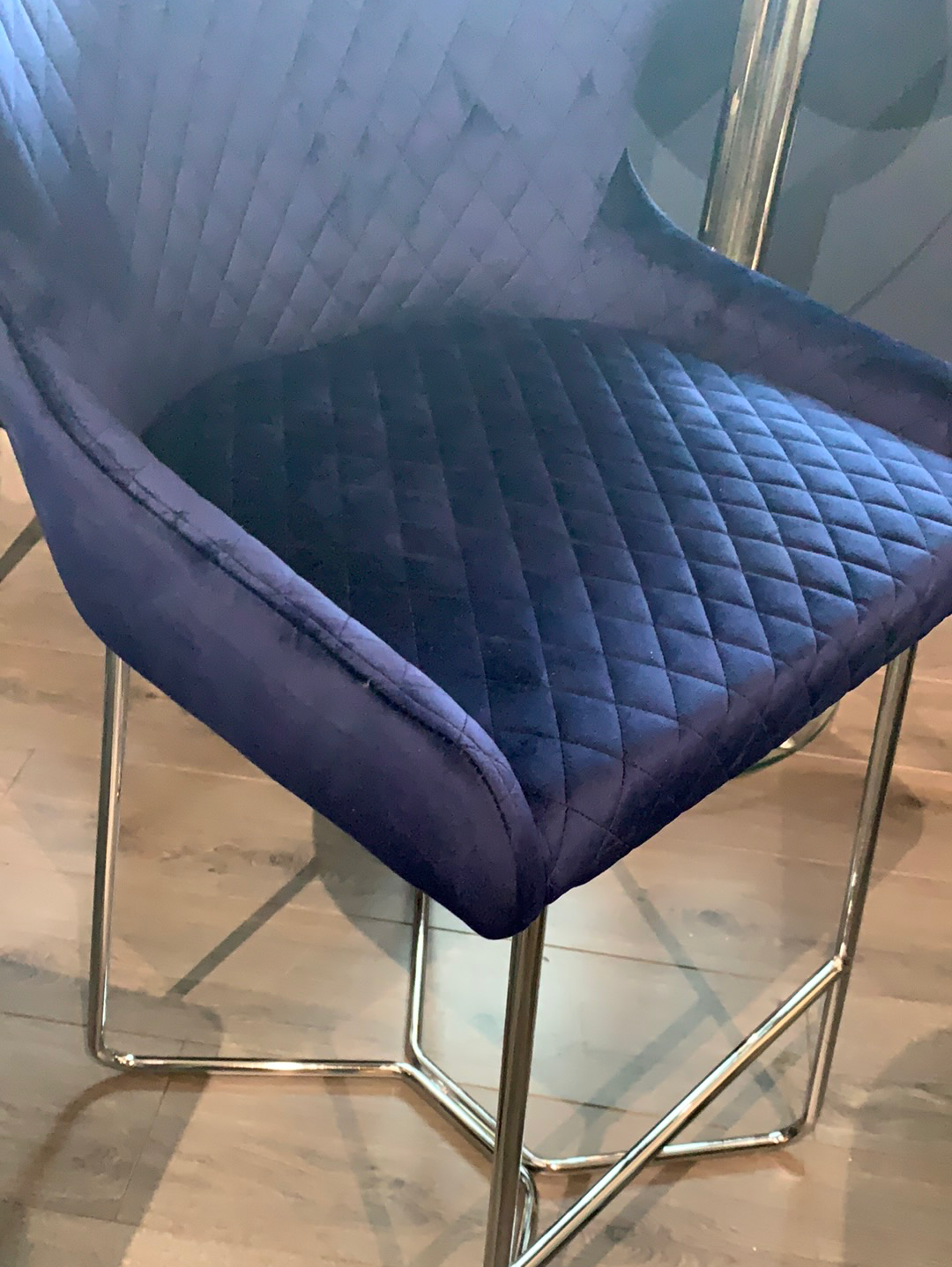 Bar Stool Navy by Signature with Chrome Leg for collection only last one HALF PRICE or less