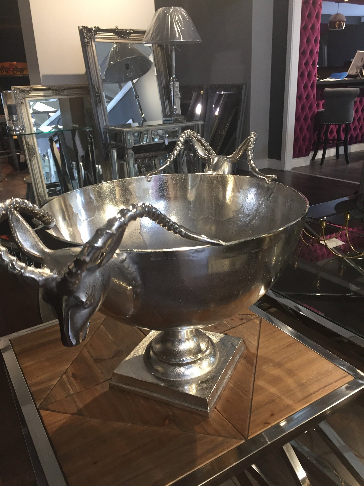 Large stag champagne bowl