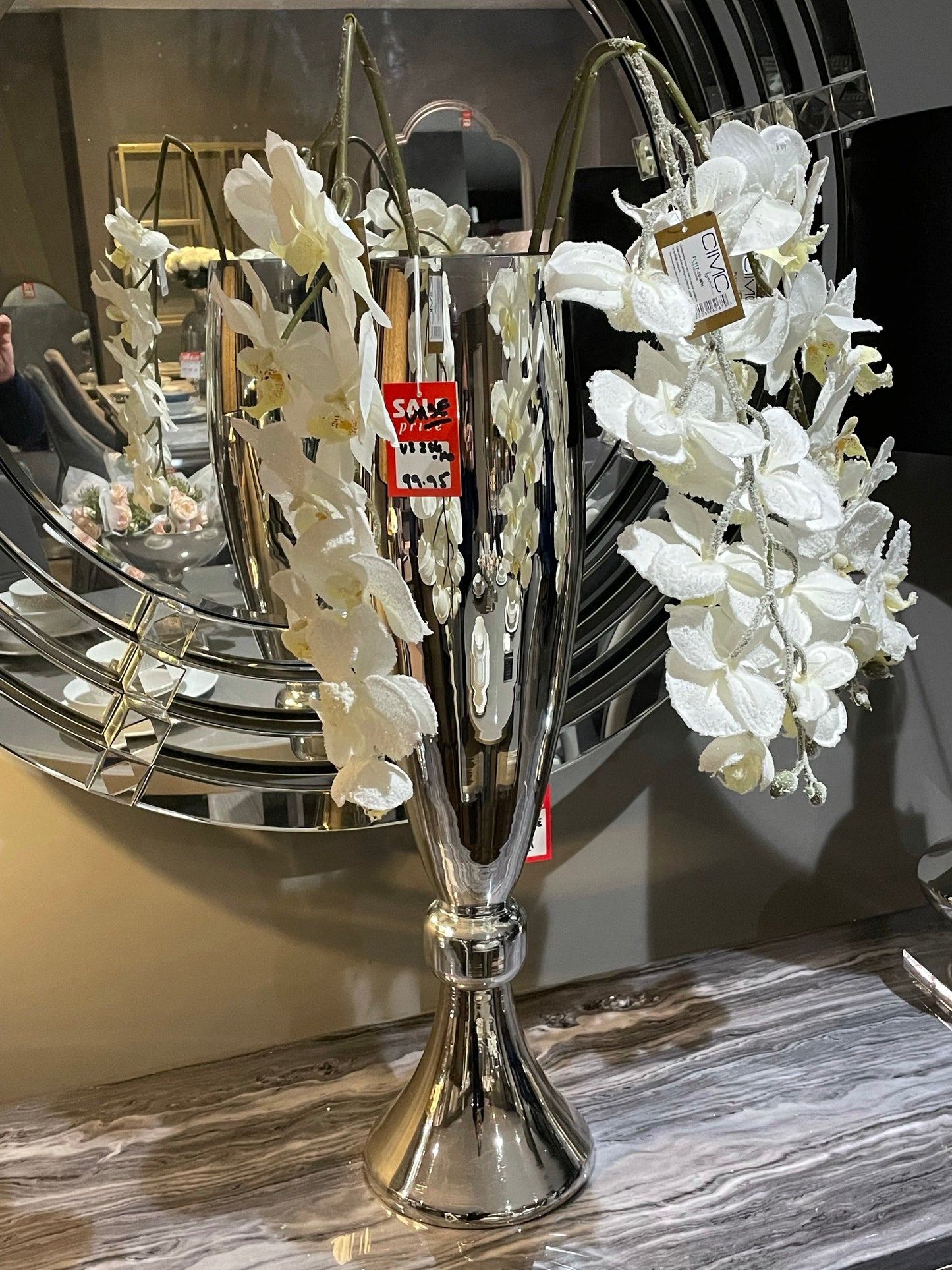 Medium silver glass vase 70 cm Instore only