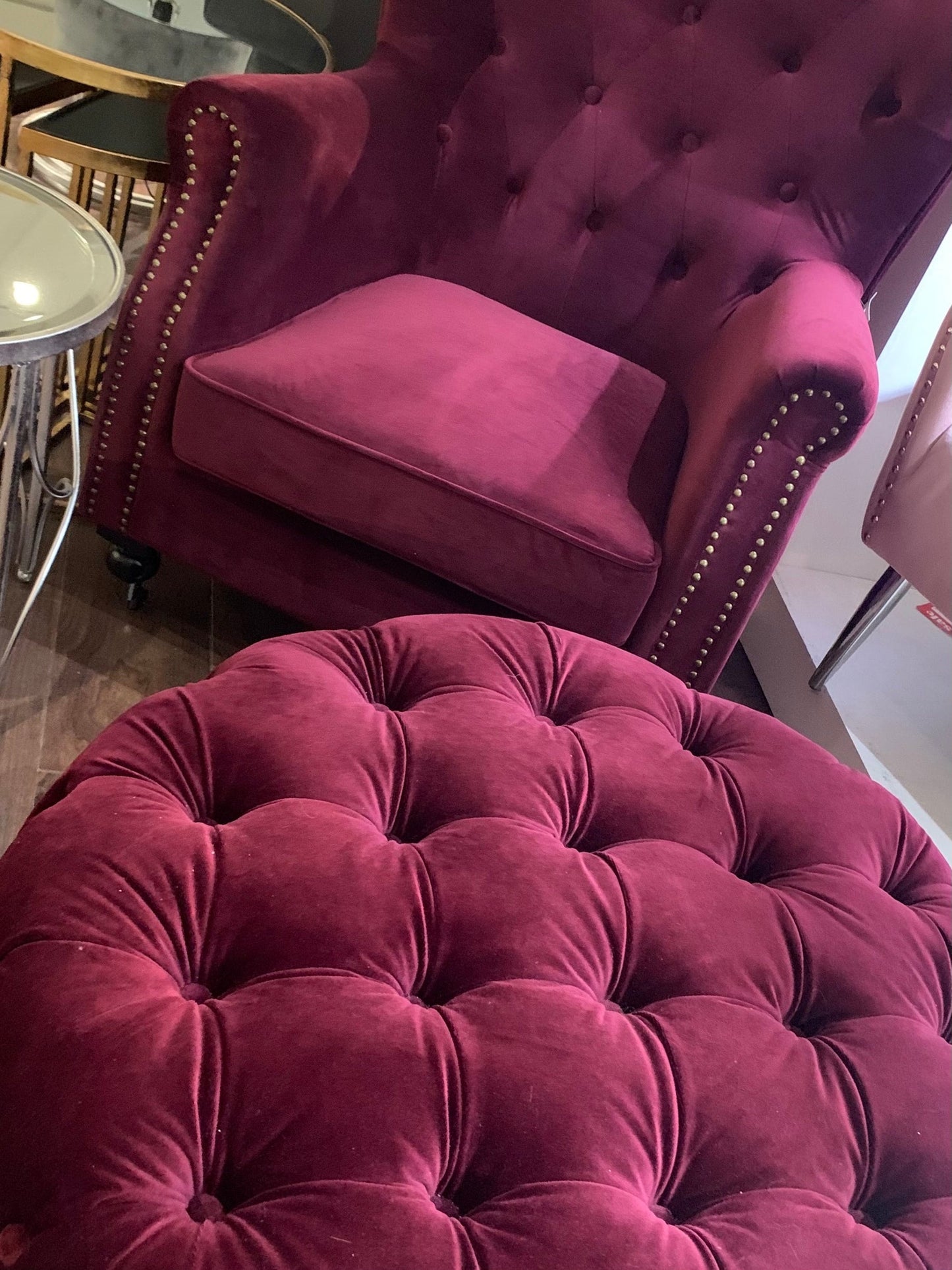 Darby footstool in BERRY . Fabulous ! View in store only as no exchange