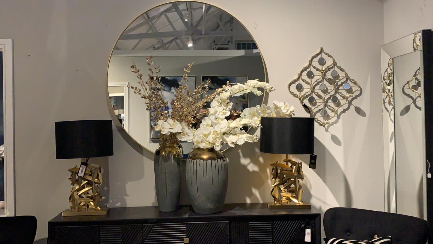 Arlene Round Mirror with GOLD 90cm. Seconds quality collect Instore only