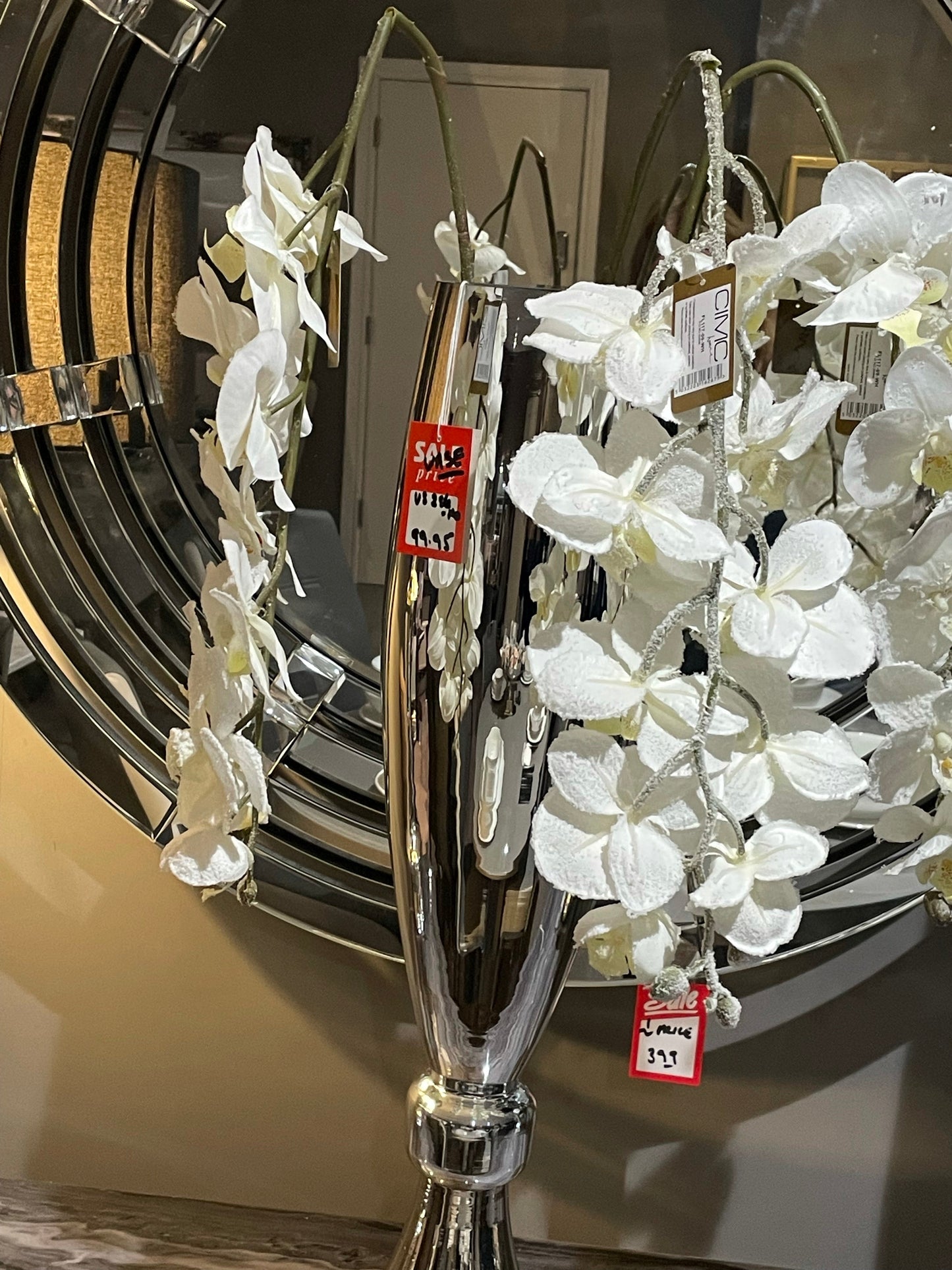 Medium silver glass vase 70 cm Instore only