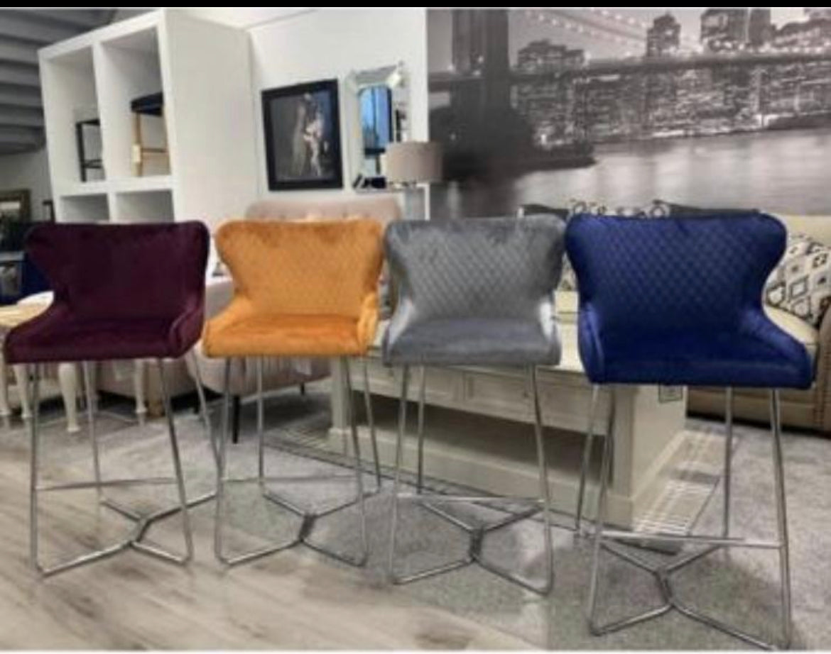 Signature velvet Bar Stools with metal leg for collection only