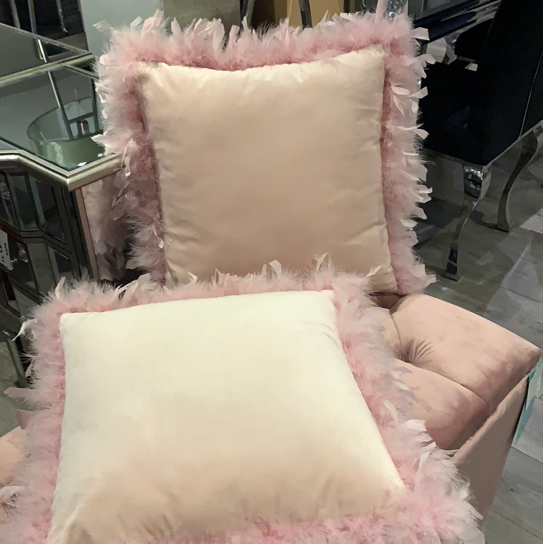 Value filled with inner , Feather edge Cushion Pink