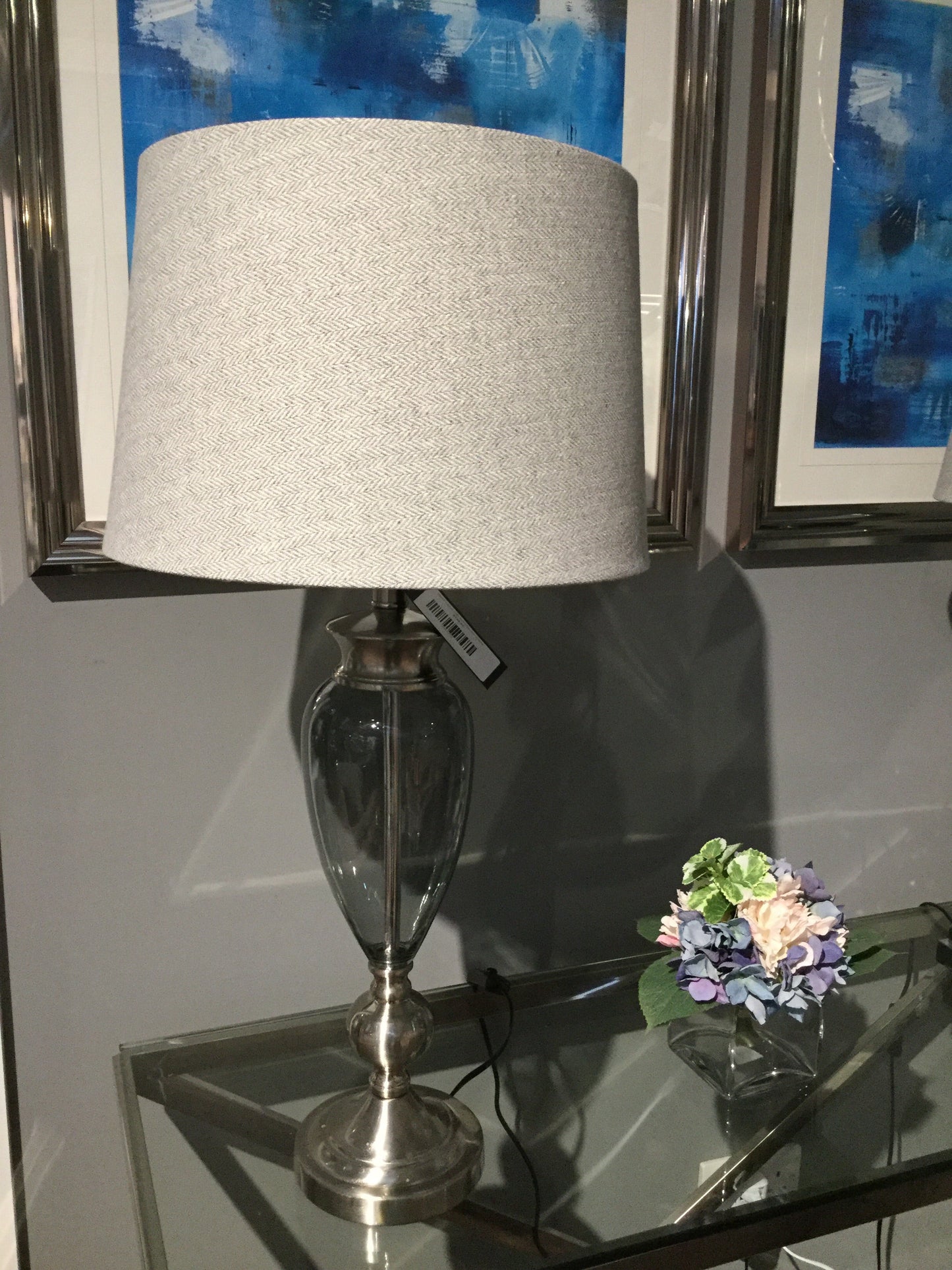 Smoked glass table lamp. all lamps sold as seen no exchange ( collect only )
