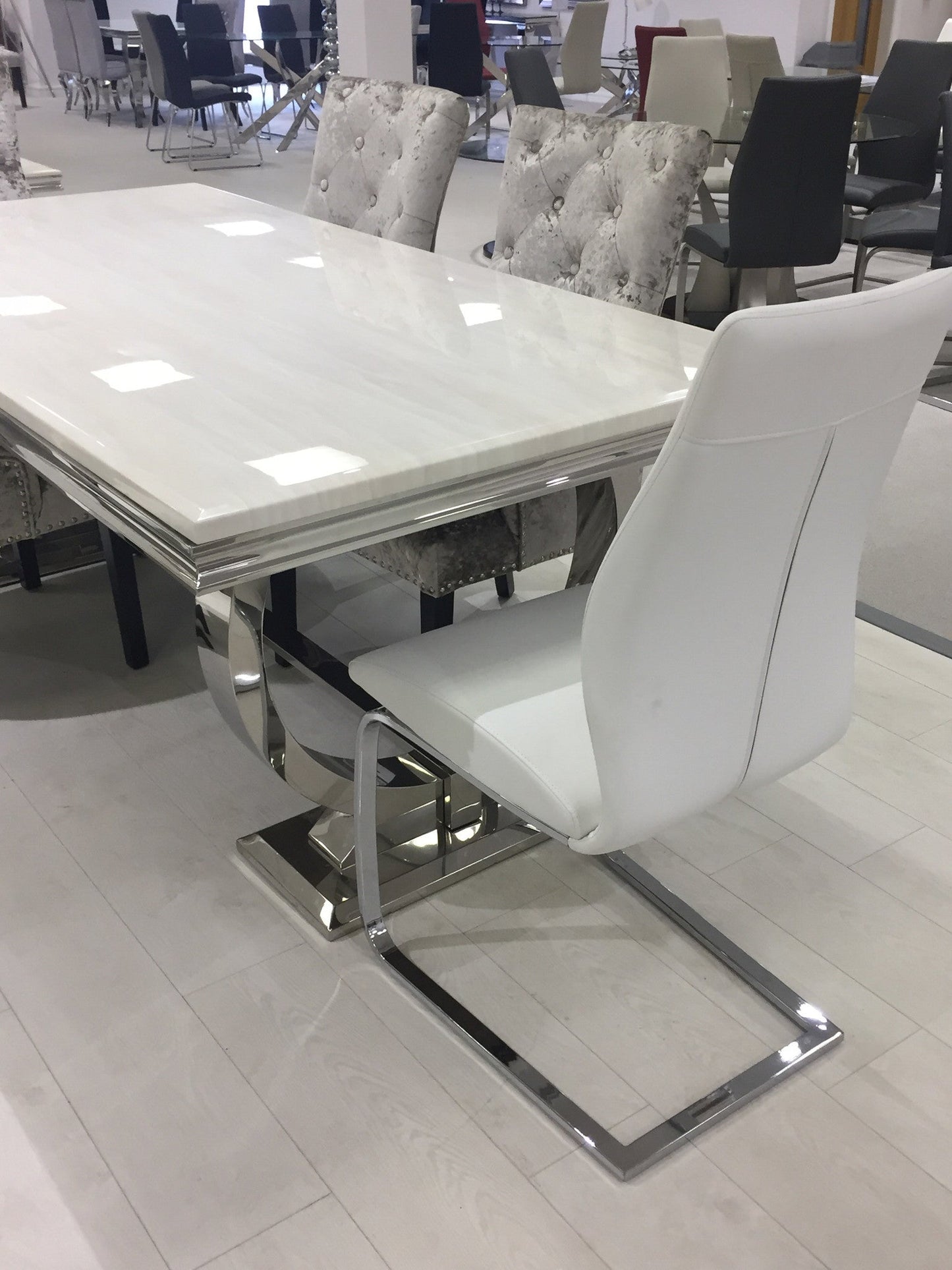 cream Arturo Arianna Marble pattern Dining Table 1800 mm ex display purchase in our store only €300 sold as seen ! Sold out. Request Instore . Not an online item