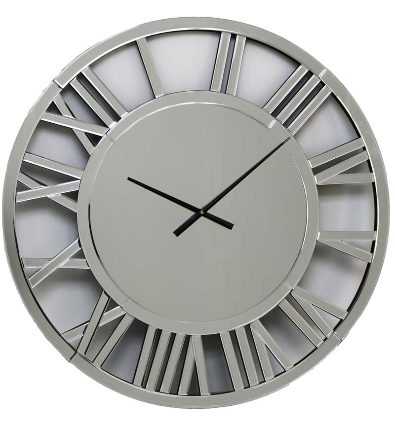 Large Mirror clock round with Roman numerals 80 cm click n collect