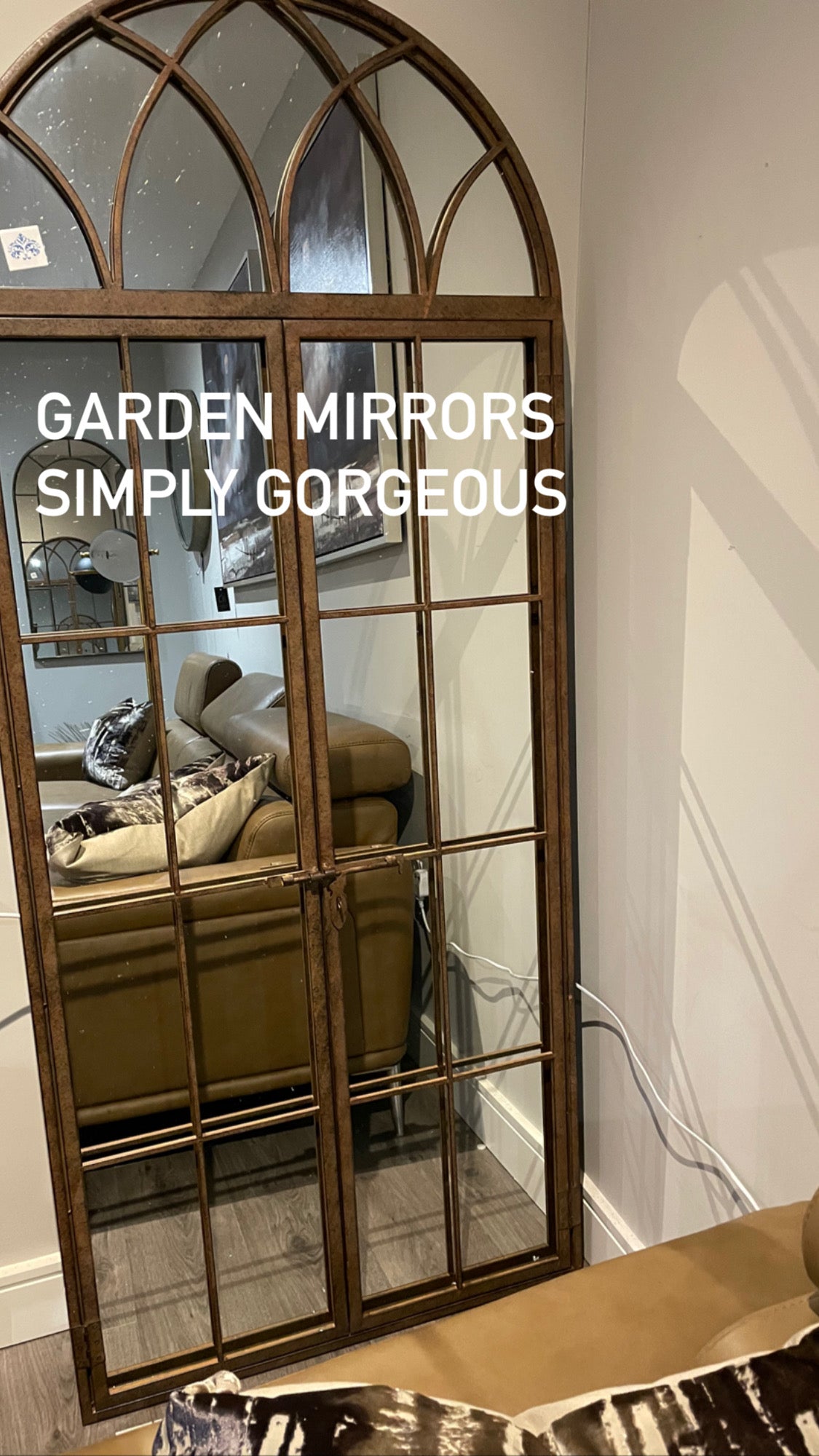 LARGE ARCH WINDOW METAL MIRROR 2 colours available Instore purchase