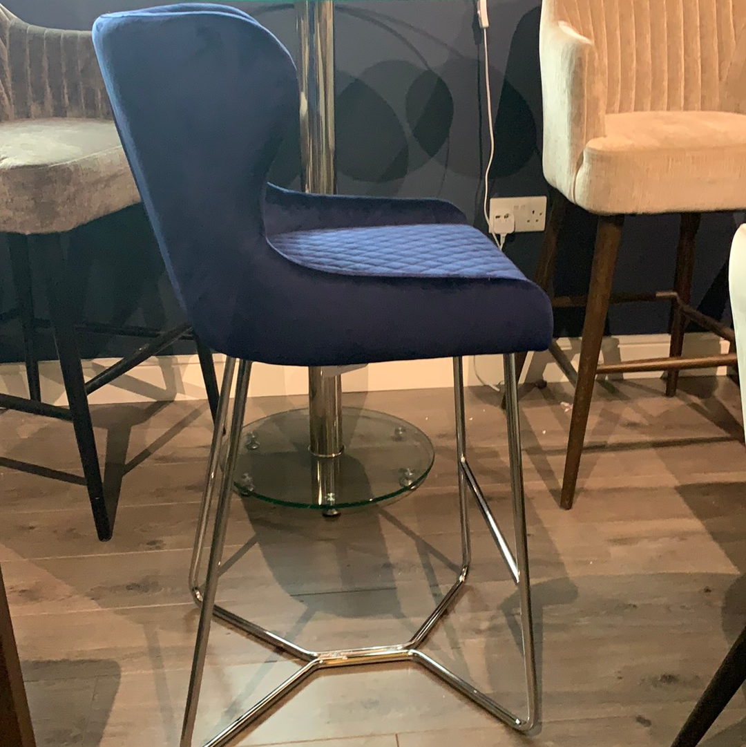 Bar Stool Navy by Signature with Chrome Leg for collection only last one HALF PRICE or less