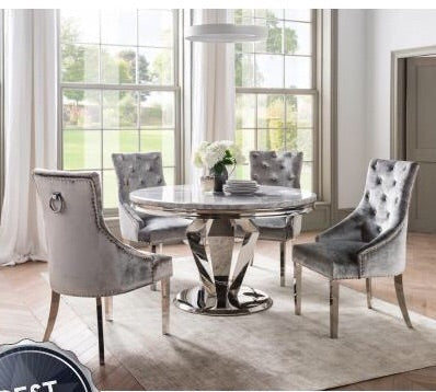 Arturo round ex display with chrome base. Sold as seen INSTORE one only