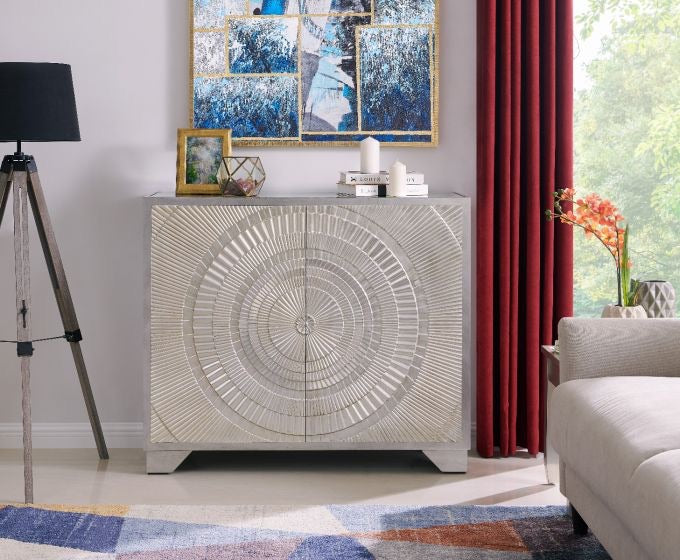Fresno Aztec 2 door sideboard cabinet silver on clearance offer View in store prior to purchase