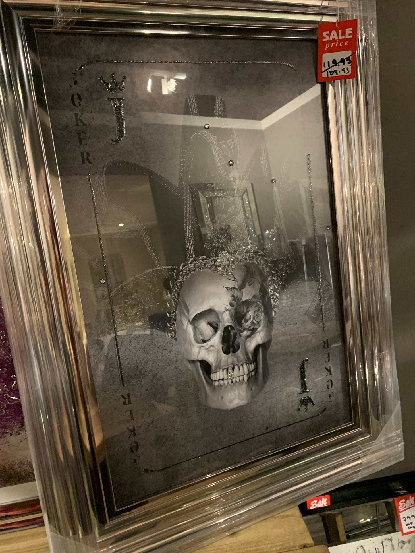 Chrome framed Playing card picture choice options Click N Collect warehouse clearance