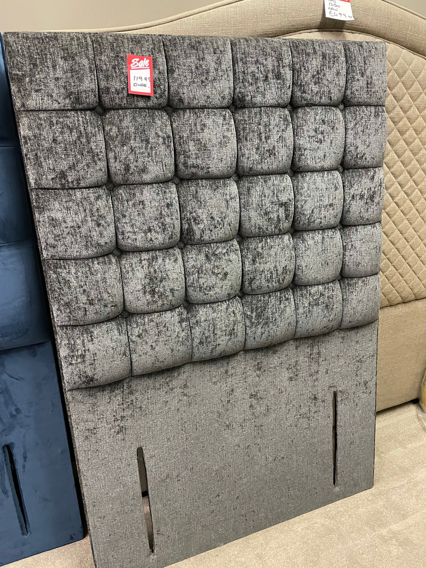 Venture headboard clearance selection Single grey sold as seen view in depot