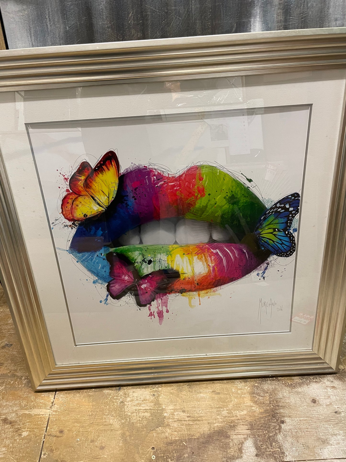 X large Butterfly Kiss framed art Less than HALF PRICE Click n Collect