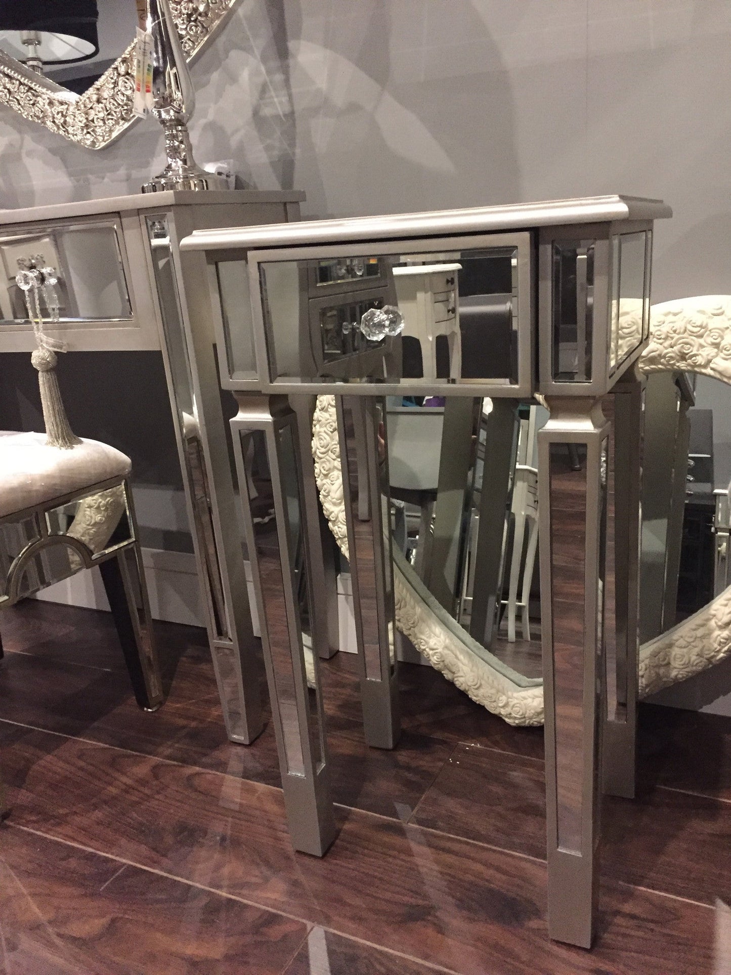 Bedside mirrored cabinet 1 drawer. REDUCED TO CLEAR half price last one for collection only