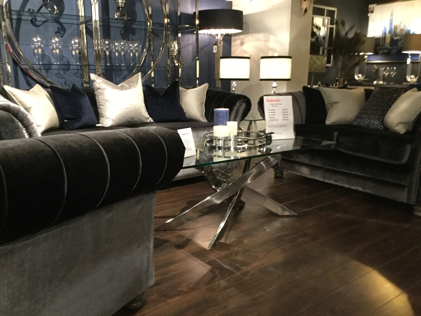 Giselle plush velvet 1 seater charcoal last one ! Instore Purchase view in outlet