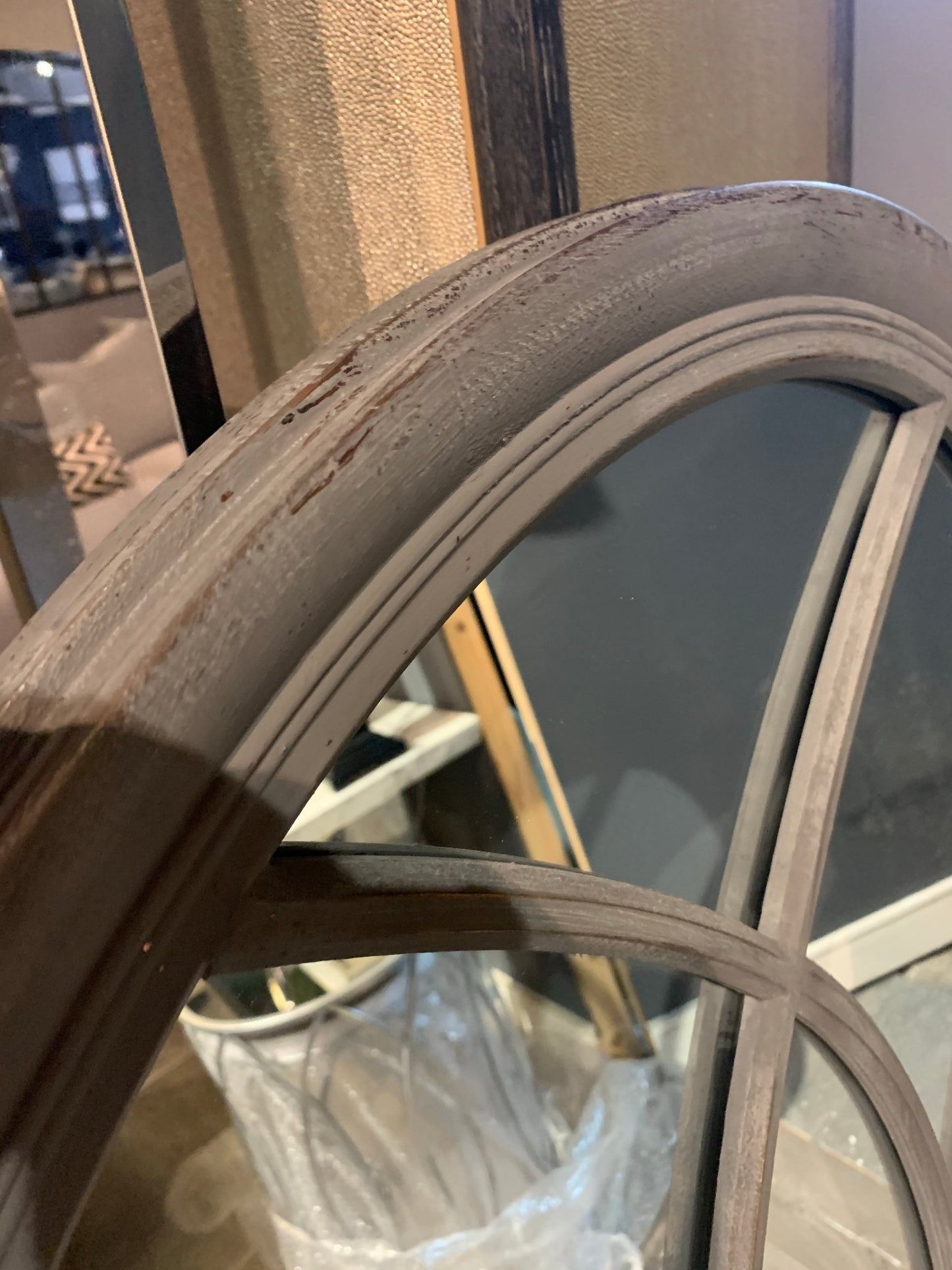 Charcoal Window Mirror with distressed finish !