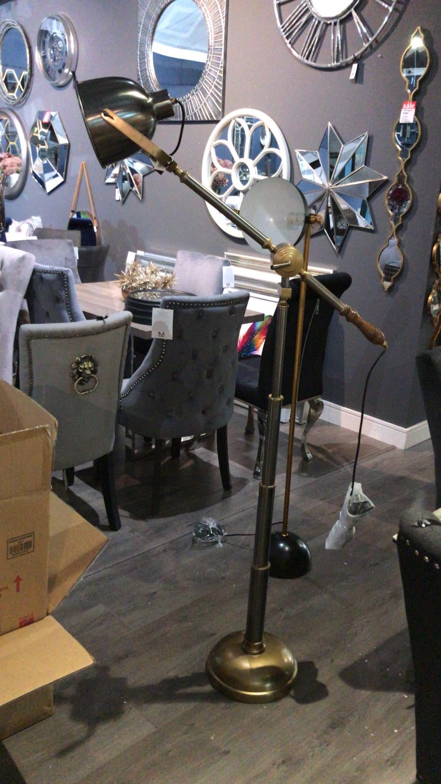 Strona Modern Floor Lamp satin grey and brass