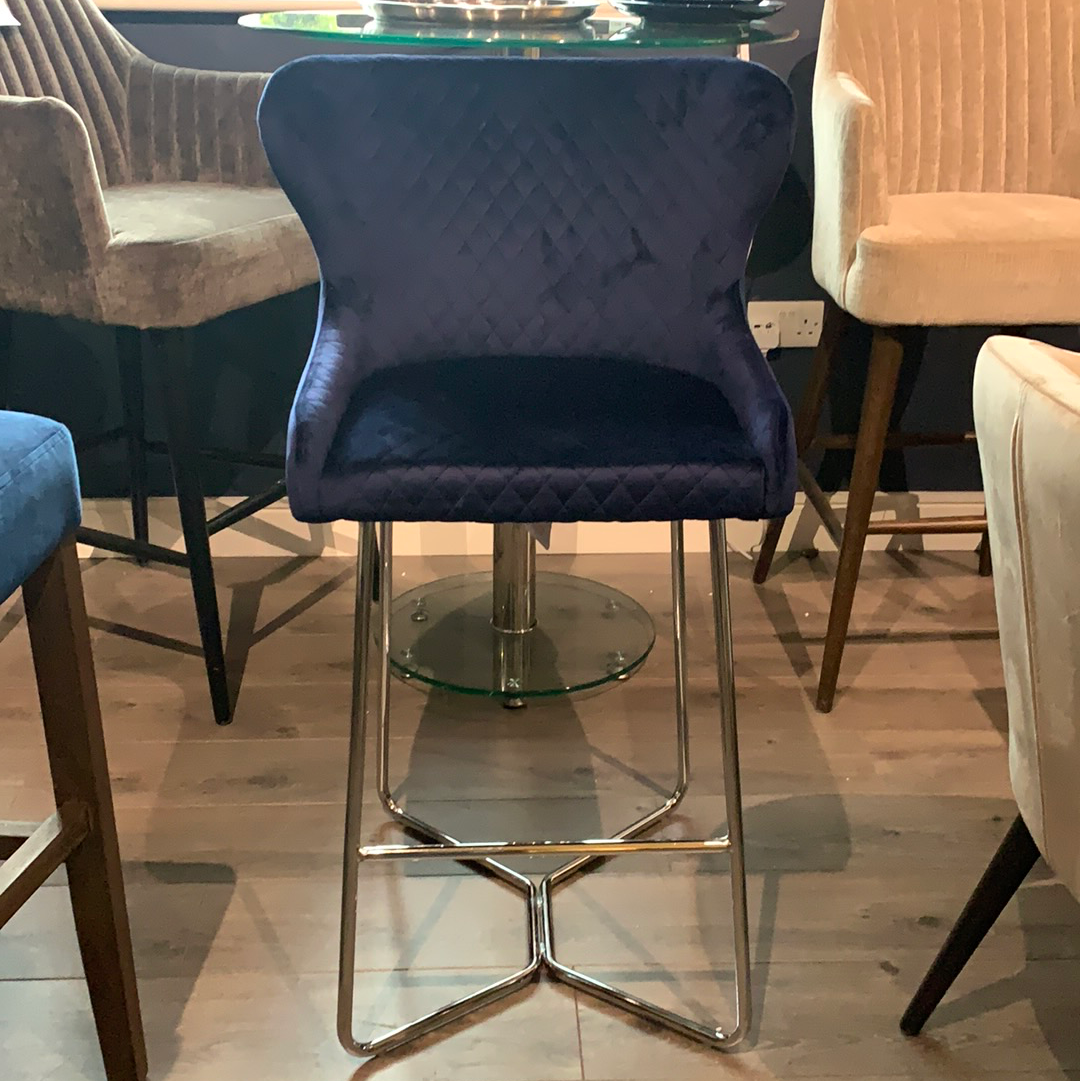 Bar Stool Navy by Signature with Chrome Leg for collection only last one HALF PRICE or less