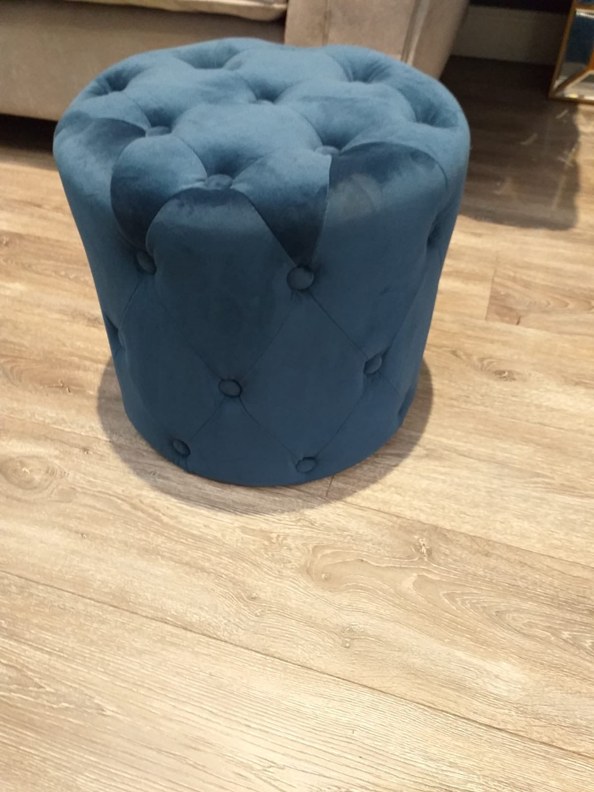 Chesterfield small footstool navy click n collect
