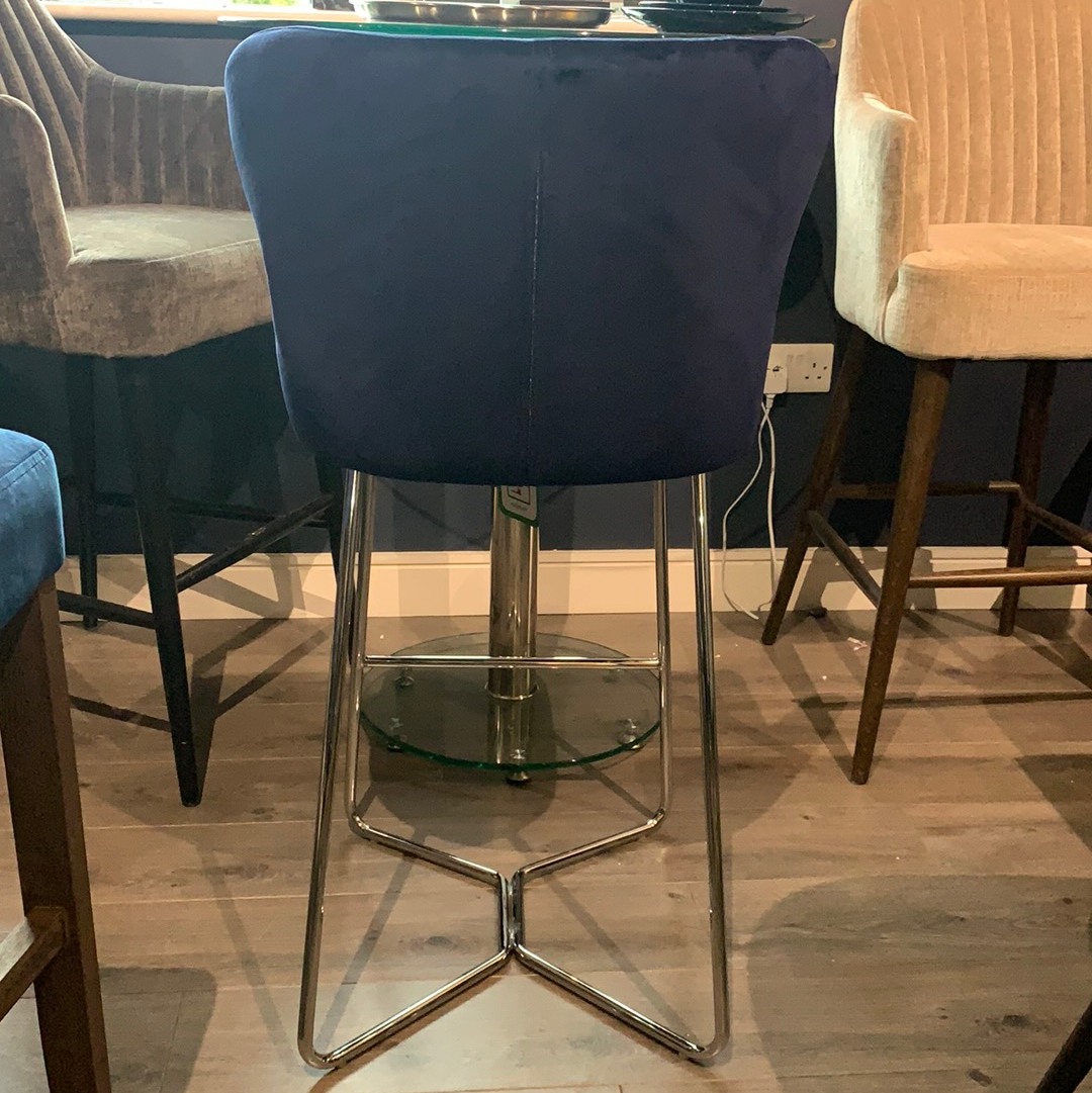 Bar Stool Navy by Signature with Chrome Leg for collection only last one HALF PRICE or less