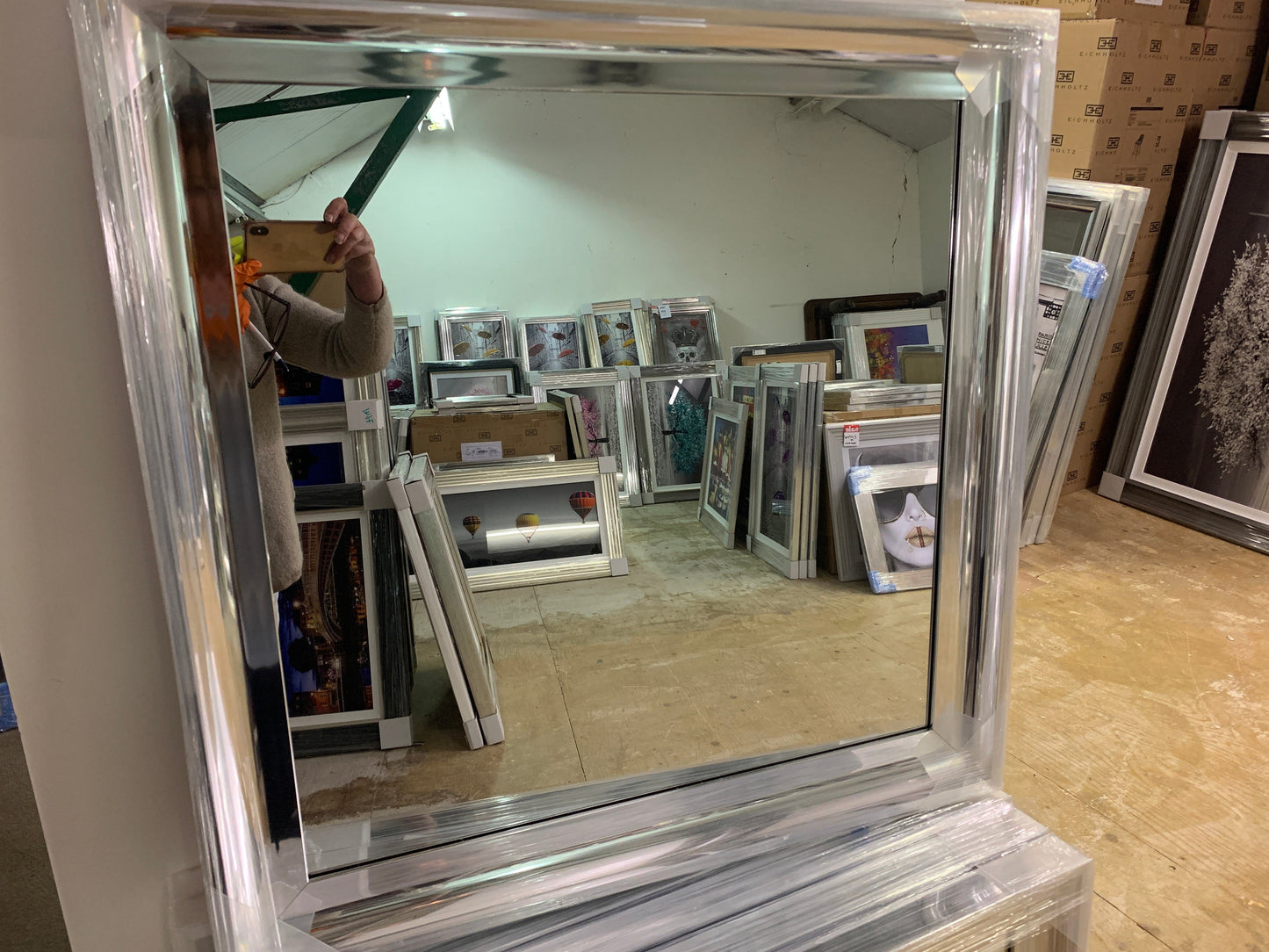 Chrome scoop Sandy framed mirror 75 x 75 cm REDUCED Click N Collect