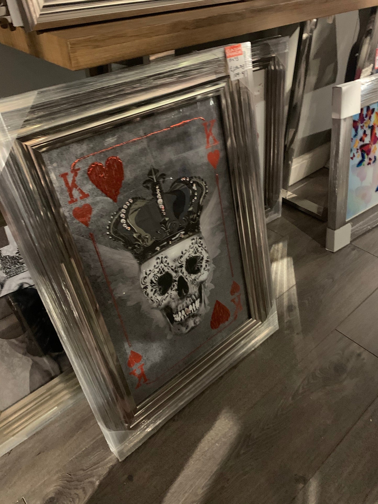 Chrome framed Playing card picture choice options Click N Collect warehouse clearance