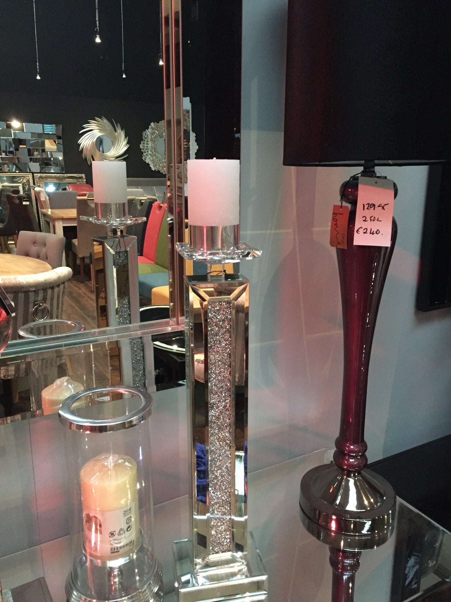 Milano crushed diamonte candle stick large INSTORE purchase only