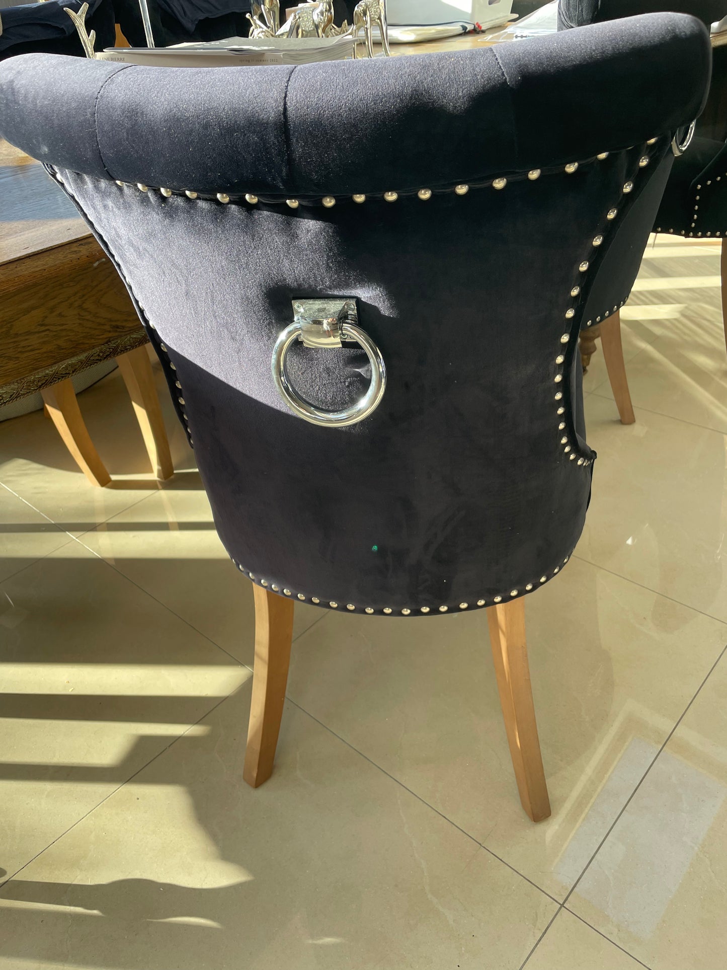 Studio 54 Rocha dining chair black velvet with knocker,collection only, set of 3 for €270 was 800