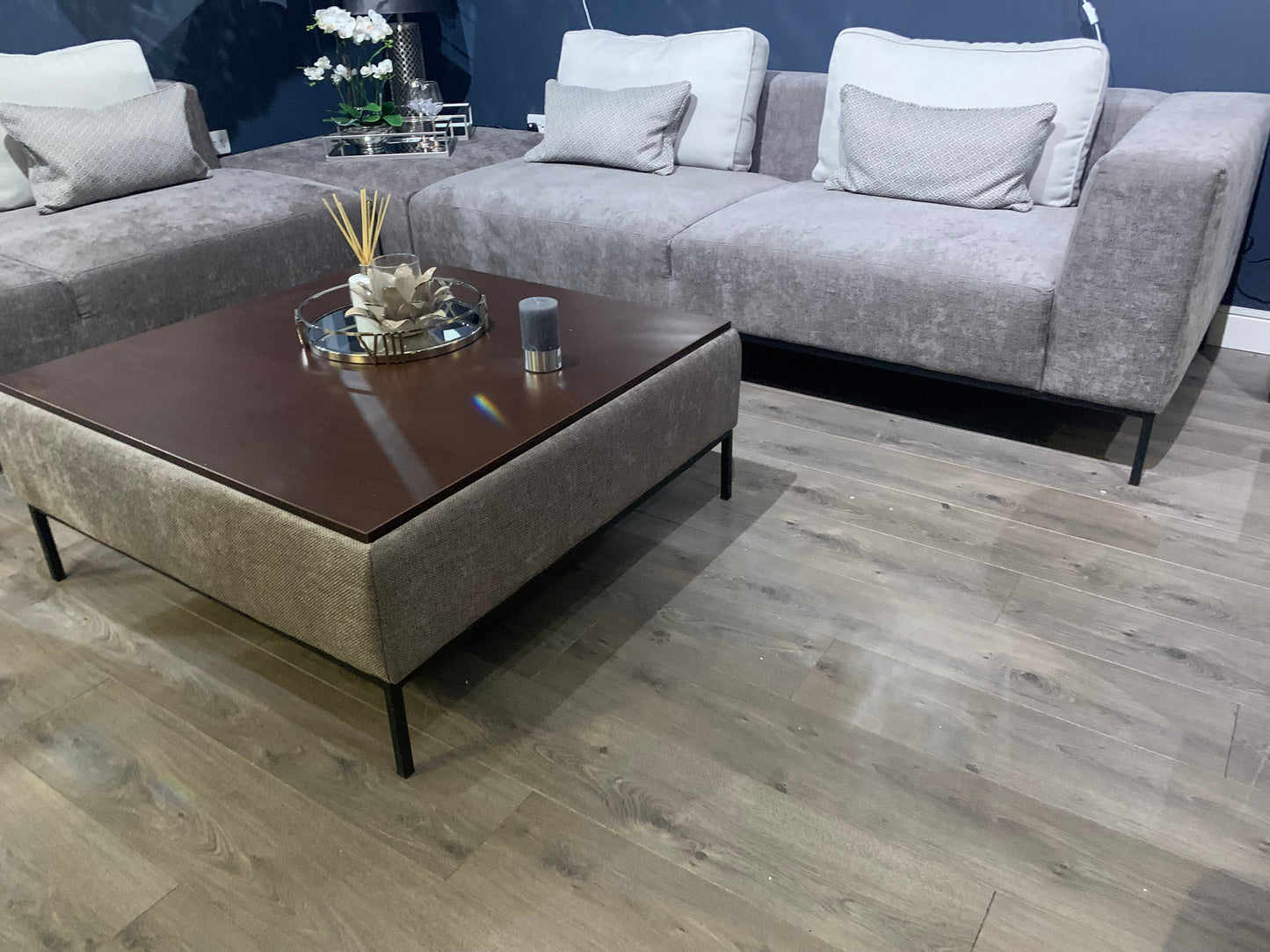 Bi Bi penthouse X-Large Corner Group in luxury textured fabric with half price ex display. Pay Instore 2 models priced separately