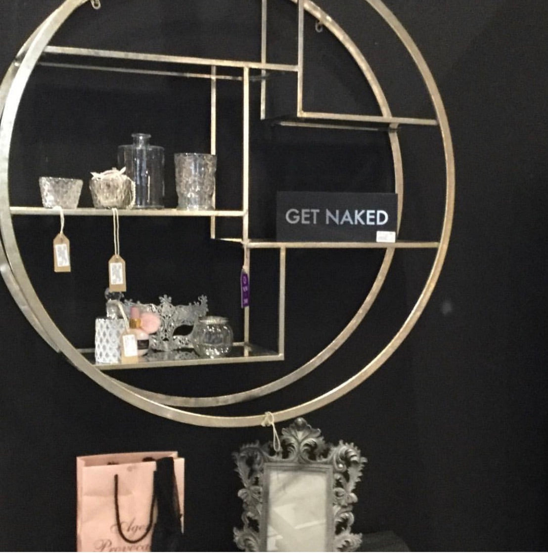 Round silver display shelf warehouse clearance Click N Collect
