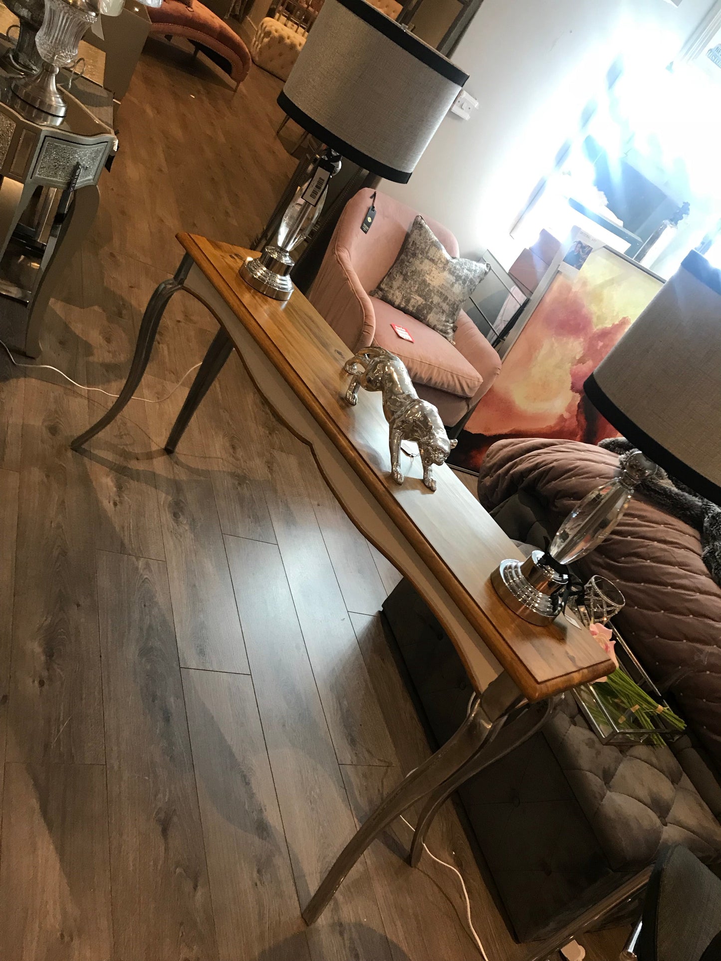Abbie Oak and aluminium Console Table with Curved Legs was €400 view Instore
