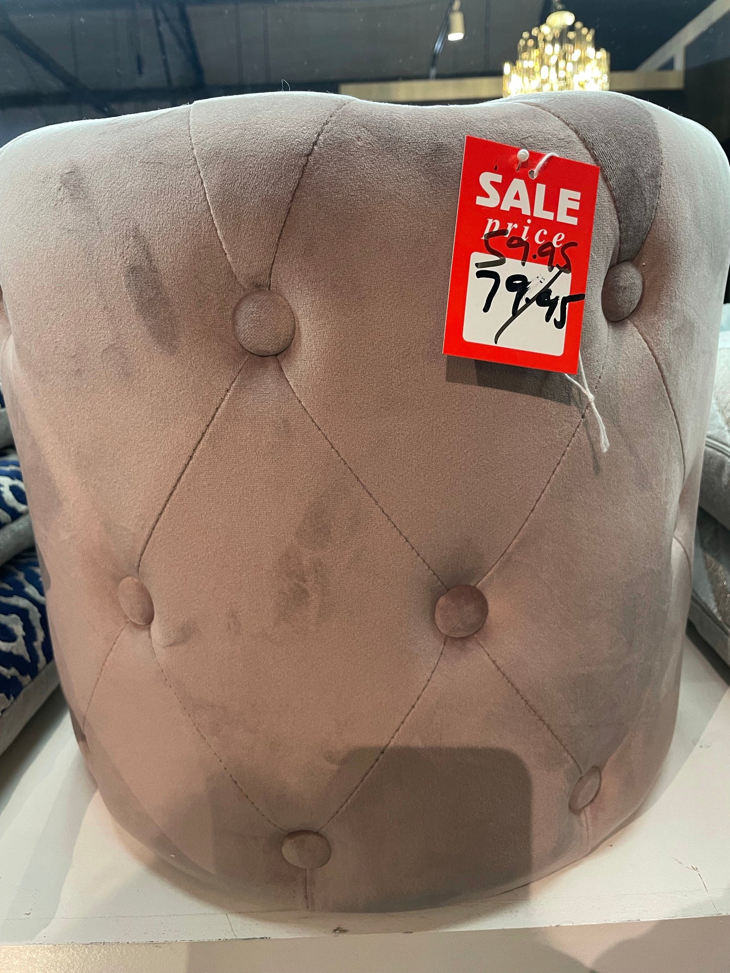 Velvet stool pink clearance for collection only