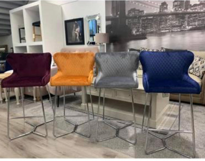 Bar Stool Navy by Signature with Chrome Leg for collection only last one HALF PRICE or less