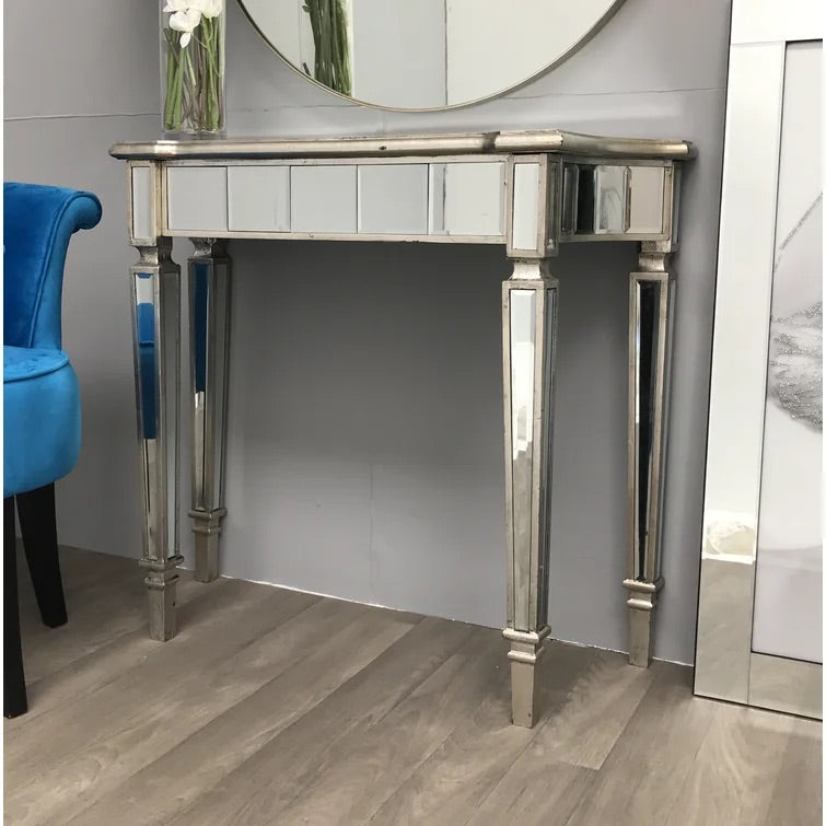 AVA Stunning Slim compact designer mirrored console table silver trim 125 last one REDUCED