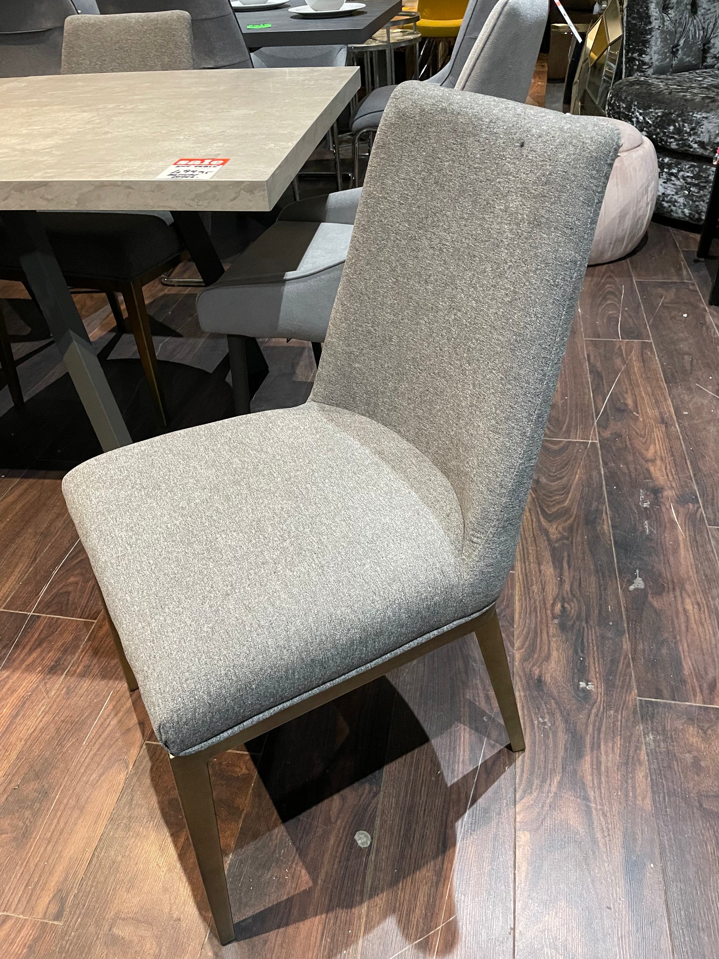 Bay grey Dining Chair Linen half price if paid in-Store ( full sets of 6 only) disposal sale.
