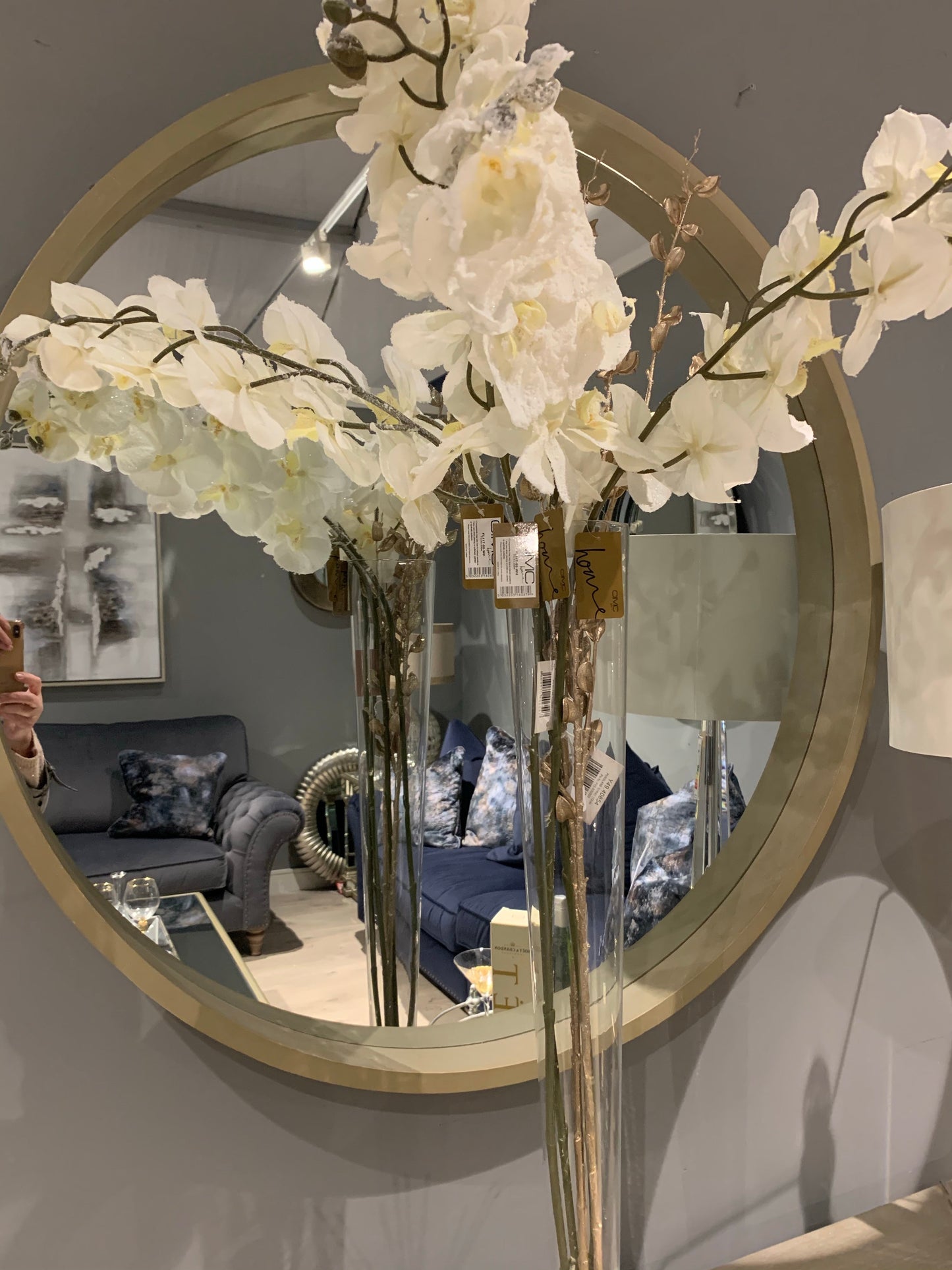 Eurika round wood mirror in NATURAL colour damaged collect only