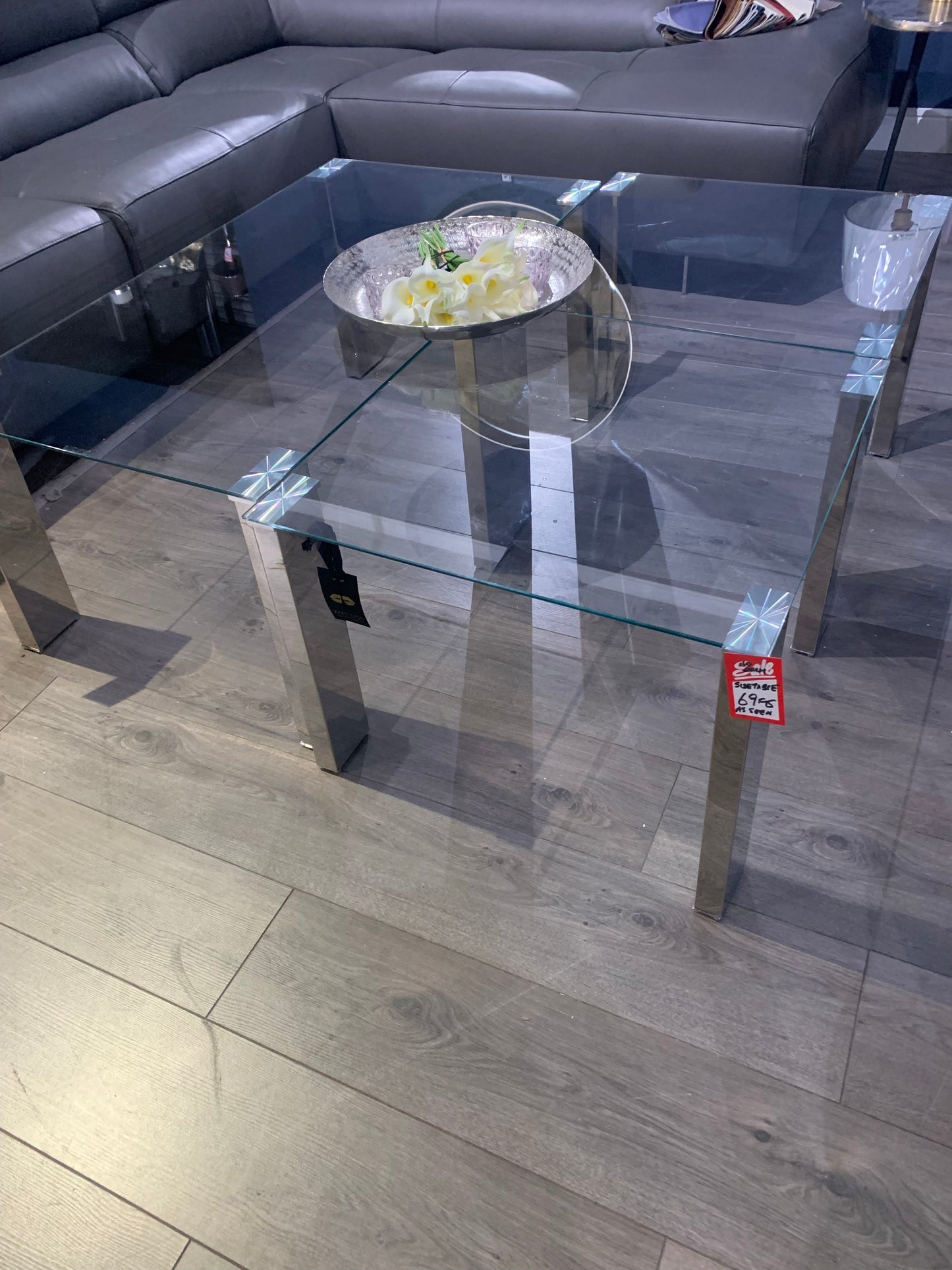 Mezzo side table chrome and glass sold as seen instore