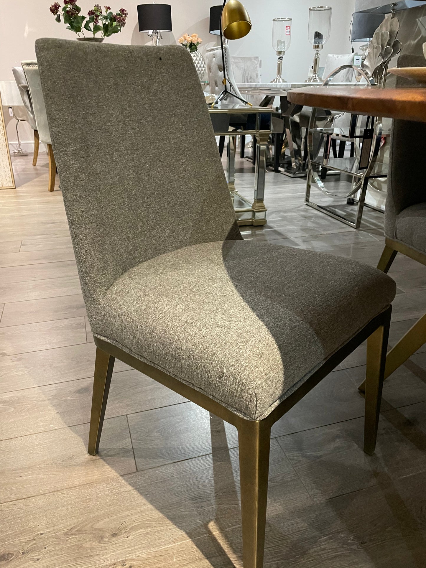 Bay grey Dining Chair Linen half price if paid in-Store ( full sets of 6 only) disposal sale.
