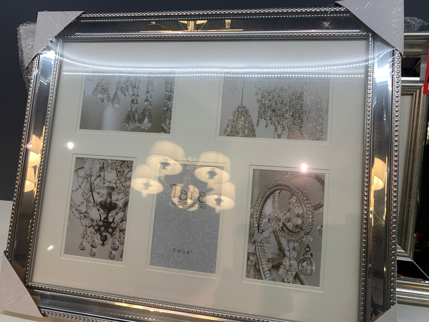 Wall hanging collage mirrored and beaded frame 162 with 5 ops