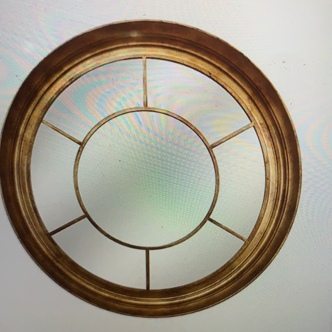 Gold round metal window mirror