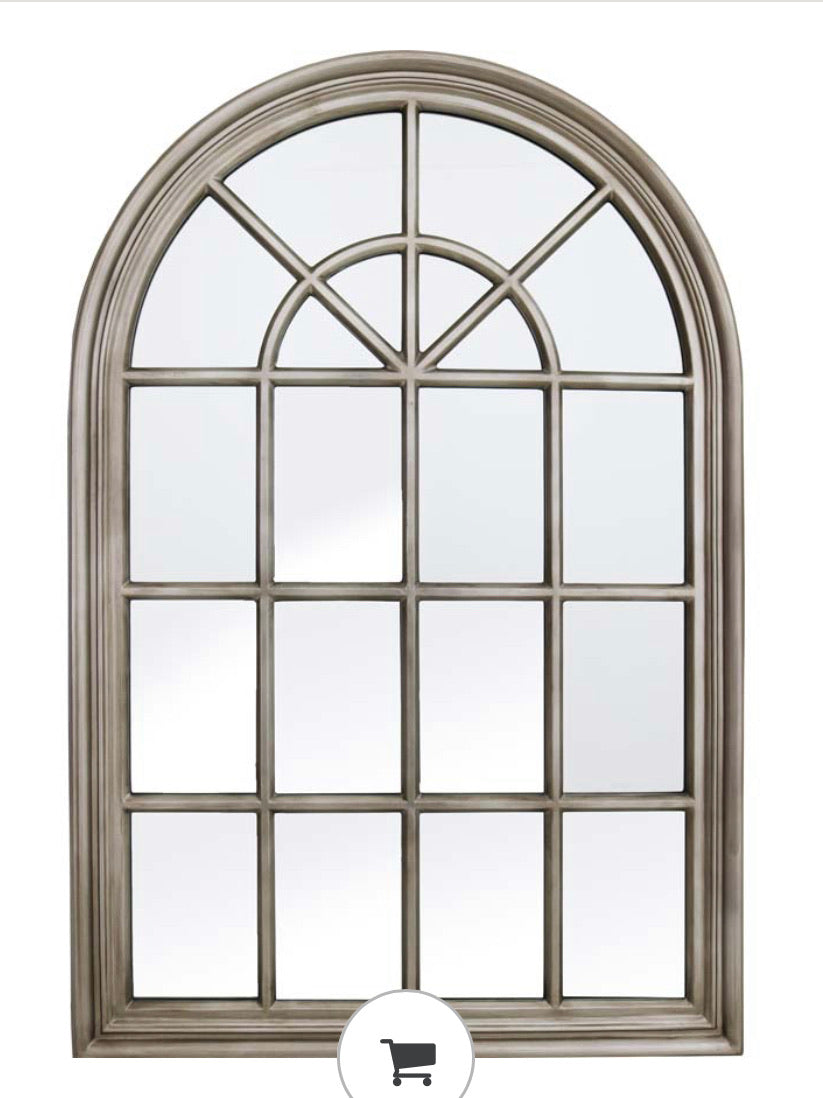 Antiqued Silver Arch Iron Window mirror last one !