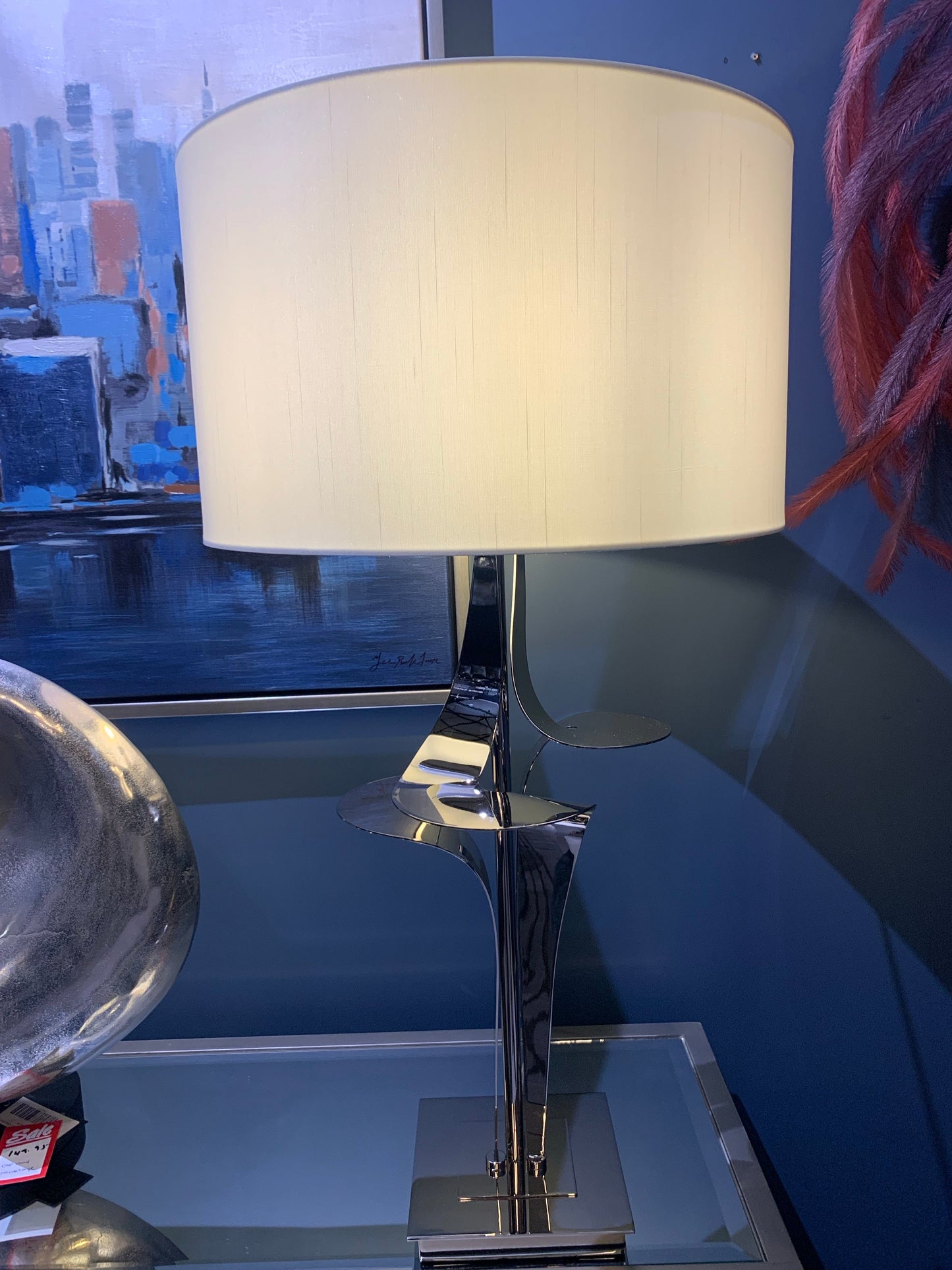 Gianni chrome Table Lamp with white shade